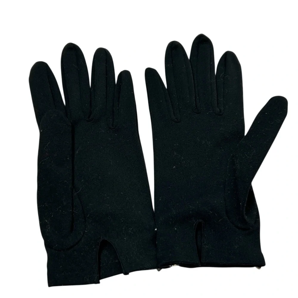 VTG Weinberger Germany Black Nylon Short Gloves Rhinestone Embellished